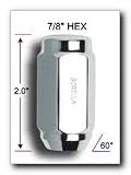Gorilla Lifetime Chrome Plated Lug Nuts, Duplex Acorn Bulge 7/8 Hex, 1/2, 4 per pkg