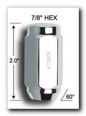 Gorilla Lifetime Chrome Plated Lug Nuts, Duplex Acorn Bulge 7/8 Hex, 1/2, 4 per pkg