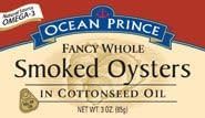 Ocean Prince Oysters Smoked, Fancy Whole, 3 Oz (Pack of 6)