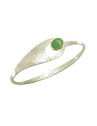 Ed Levin, Spoon Bracelet, Chrysoprase, .925 Sterling Silver & 14K Gold, Sizes S - L, Expandable
