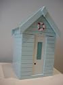 Blue Beach Hut Wooden Storage Box