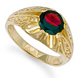 Image of Jewelco London 9ct Solid gold hand finished men's garnet set solitaire Ring
