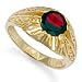 Jewelco London 9ct Solid gold hand finished men's garnet set solitaire Ring