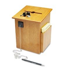 Buddy Products 5622-11 Solid Wood Suggestion Box With Locking Top, 7-1/2W X 7-1/4D X 10H, Medium Oak