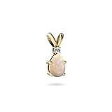 14K Yellow Gold Pear Genuine Opal Pendant