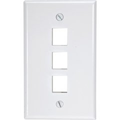 LEVITON 40803-BW 3 Port White QuickPort Flush Mount Wallplates