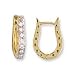 Jewelco London 9ct Solid gold hand-finished horse shoe design Huggie earrings hand-set with cubic zirconia stones ( 3.5g )