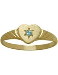 14 Karat Yellow Gold Genuine Blue Topaz Heart Solitaire Baby Ring