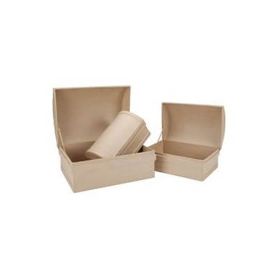 Papier Mache Treasure Chest Boxes Set of 3