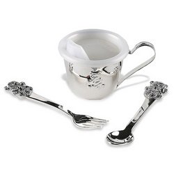 21eh96Kz2oL Silver Plated Teddy Bear 3 Piece Feeding Set