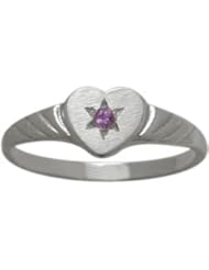 10 Karat White Gold Genuine Amethyst Heart Solitaire Baby Ring