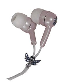 Sentry White Enamel Flower Jewel Headphones