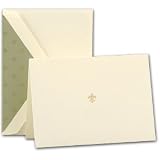 Review Paper.com  / Crane - Hand Engraved Fleur de lis Notes - 3 13/16 x 5 5/16 - 25 sets