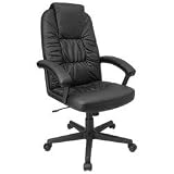 High Back Executive Black Leather Swivel with Nylon Base [BT-983-BK-GG]