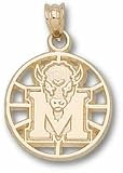 Marshall Thundering Herd M Marco Pierced Basketball Pendant - Gold Plated Jewelry