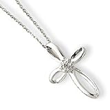 Sterling Silver Cross Diamond Necklace - 18 Inch