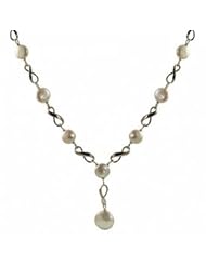17.5" 10-14.5mm Sterling silver freshwater cultured coin pearl necklace with coin drop.