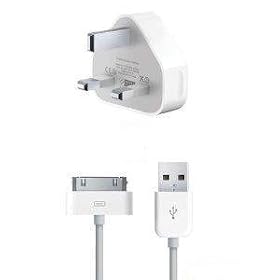 iPhone 4s USB Mains Charger / Adapter + USB Data transfer /charging cable also supports iPhone 4, 4GS, 3GS, 3, All Apple iPods, iPAD, iPAD 2 With Dock Connectors - Supreme Quality