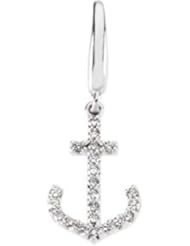 14K White Gold 1/8 ct tw Diamond Anchor Charm