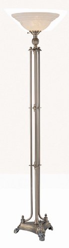 Lite Source LS-81393AB Zadanie Torch Lamp with Amber Glass Shade, Antique Brass