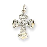 Sterling Silver Diamond-Cut Cross with 20 Inch Sterling Silver Chain