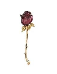 14 Karat Yellow Gold Carved Brazilian Garnet Rose Brooch