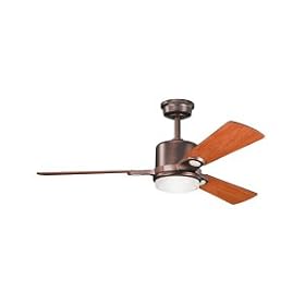 Kichler 300017OBB Celino 2 Light 3 Blade Ceiling Fan in Oil Brushed Bronze with Cased Opal...