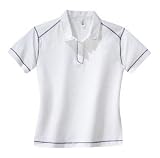 District Threads - Ladies Pima-Tek Sport Shirt with Contrast Stitching White/Black1X
