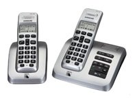 Audioline Wave 182e Schnurloses DECT-Telefon  Eco Mode Energiesparmodus, Anrufbeantworter silber