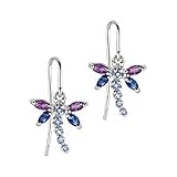 10kt. White Gold, Tanzanite, Amethyst & Iolite Dragonfly Earrings