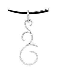14K White Gold Diamond Pendant On 16" Multi Row Cab