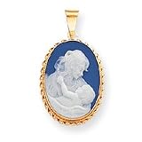 14k 15x20mm Porcelain, Mother & Baby Cameo