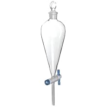 American Educational Bomex Glass Conical Separatory Funnel, with PTFE Stopcock, 250mm Capacity