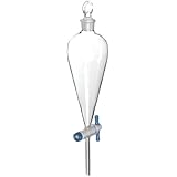 American Educational 7-850250 Bomex Glass Conical Separatory Funnel, with PTFE Stopcock, 250mL Capacity