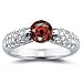 2/3 Ct Diamond & 1 Carat Red Diamond Ring in 14K White Gold
