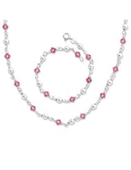 Sterling Silver CZ 16 In Necklace & 7 In Bracelet Set