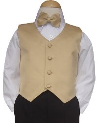 Champagne Vest and Bowtie - Includes Black Trousers and White Tuxedo Shirt