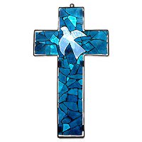 Stained glass cross Holy Spirit