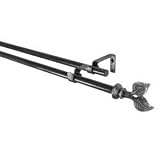 BCL Product Sourcing 58DLF48S Leaf Double Curtain Rod- Antique Silver Finish- 48-inch to 86-inch- 0.62-inch Diameter Pole