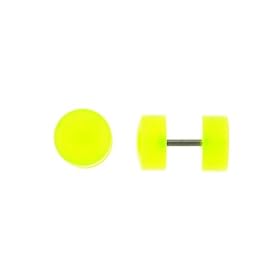 Neon Translucent Green Acrylic Fake Plug - 16g Wire - 9mm - Sold as a Pair
