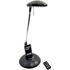 iHome iHL31-Black 35-Watt Halogen Desk Lamp with iPod/mp3 Docking Station and Surround-Sound Speakers, Black