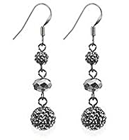Pave Ball Triple Drop Earrings