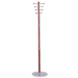 Wood Costumer, 68, 8 Ball-Tip Brushed Aluminum Hooks, Steel Base, Cherry (SAF4193CY)