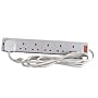 6-way extension lead, surge protection, 5.0m