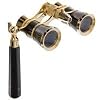 Adorama 3 x 25 Iolanta Opera Glass Binocular with Built-In Extendable Handle, BLack with Gold Trim