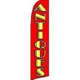 ANTIQUES (Red Gold) Feather Banner Flag (11.5 x 2.5 Feet)