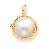 14k 14-15mm .02ct Diamond and Mabe Cultured Pearl Pendant