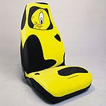 Tweety With Cow Print Velour Universal High Back Bucket Seat Cover - Yellow