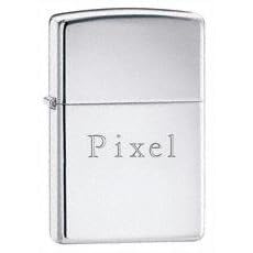 High Polish Chrome Engraved Zippo Lighter - Pixel