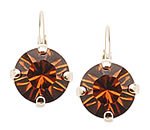 L. Erickson Simple Drop Swarovski Earrings - Smoked Topaz Swarovski